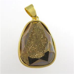 gold Druzy Agate teardrop pendant, approx 15-20mm