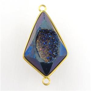 rainbow Druzy Agate teardrop connector, approx 16-25mm