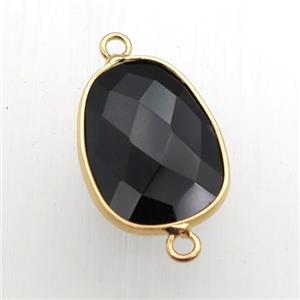 black Onyx Agate teardrop connector, approx 16-22mm