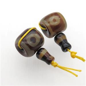 Tibetan Agate Guru Beads, 3holes, approx 15-16mm