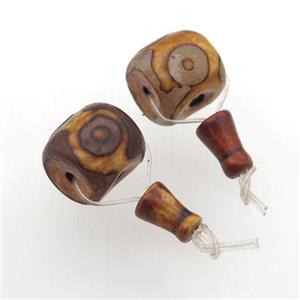 Tibetan Agate Guru Beads, 3holes, Buddhist jewelry, approx 15-16mm