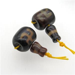 Tibetan Agate Guru Beads, 3holes, approx 15-16mm