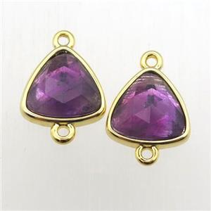 purple Amethyst triangle connector, approx 10-11mm