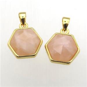 yellow MoonStone hexagon pendants, approx 11-12mm