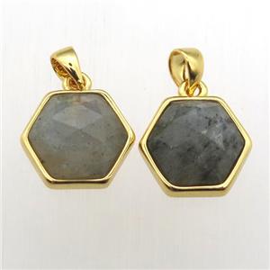 Labradorite hexagon pendants, approx 11-12mm