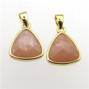 peach SunStone triangle pendant, approx 11-12mm