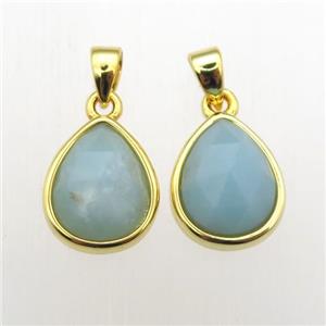 Amazonite teardrop pendants, approx 9-11mm