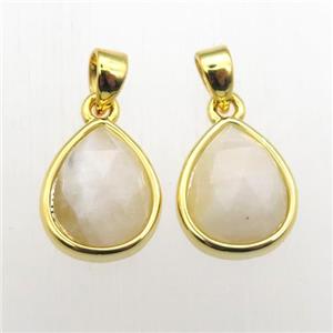 white MoonStone teardrop pendants, approx 9-11mm