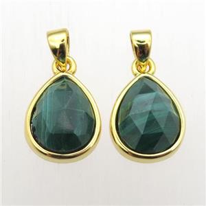 green Malachite teardrop pendants, approx 9-11mm