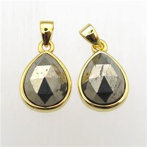 Pyrite teardrop pendants, approx 9-11mm