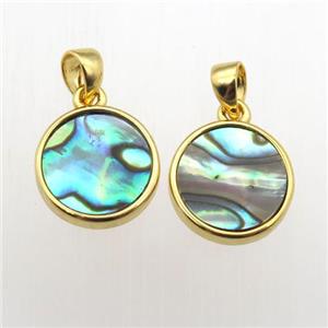 Abalone Shell circle pendants, approx 11mm dia