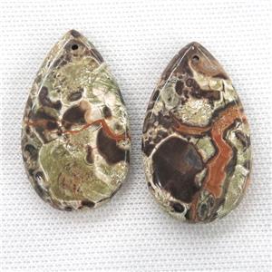 Ocean Jasper teardrop pendants, approx 28-41mm