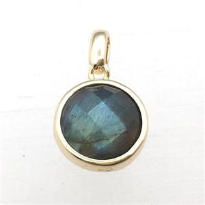 Labradorite circle pendant, approx 12mm