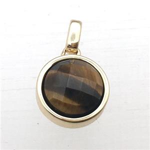 Tiger eye stone circle pendant, approx 12mm