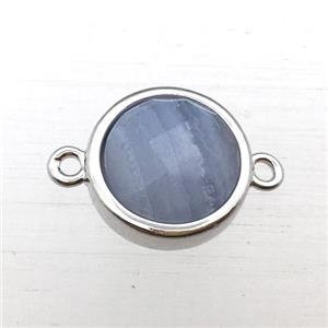 Blue Lace Agate circle connector, approx 12mm