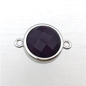 black onyx agate circle connector, approx 12mm