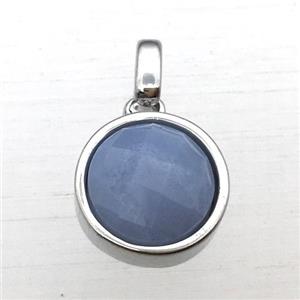 blue lace agate circle pendant, approx 12mm