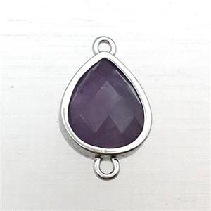 purple Amethyst teardrop connector, approx 10-12mm