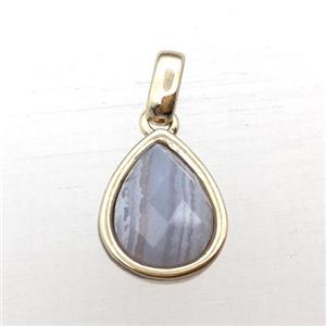 blue lace agate teardrop pendant, approx 10-12mm