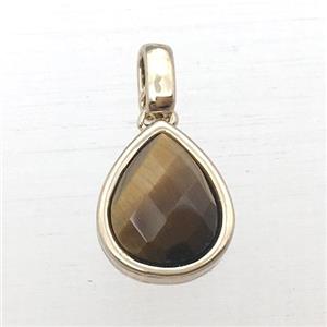 Tiger eye stone teardrop pendant, approx 10-12mm