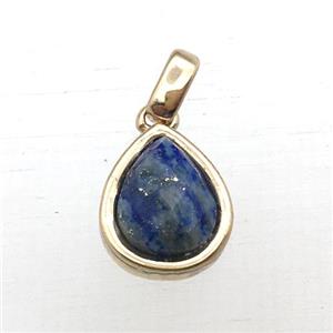 blue Lapis Lazuli teardrop pendant, approx 10-12mm