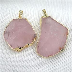 Rose Quartz pendant, freeform, point, gold plated, approx 20-50mm