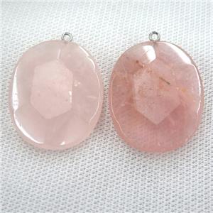 Rose Quartz oval pendant, approx 30-38mm