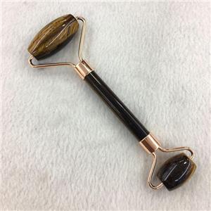 Tiger eye stone Roller GuaSha Massage Tools, rose gold, approx 18-40mm, 150mm