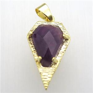 amethyst teardrop pendant, gold plated, approx 15-25mm