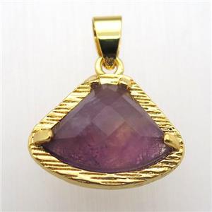 amethyst fan pendant, gold plated, approx 15-20mm