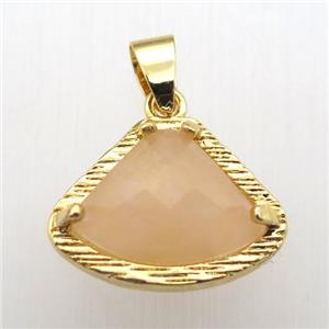 rose quartz fan pendant, gold plated, approx 15-20mm