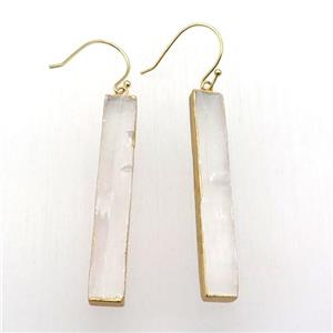 white Calcite Earring, rectangle, gold plated, approx 8-55mm