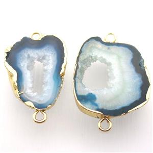 druzy agate connector, freeform, gold plated, approx 20-35mm