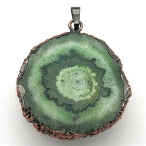 green solar quartz Druzy pendant, freeform, Antique red, approx 30-45mm