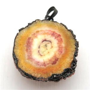 orange solar quartz Druzy pendant, freeform, Antique red, approx 30-45mm