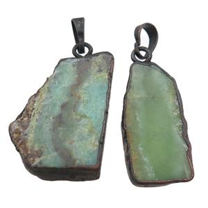 green Australian Chrysoprase slab pendant, antique red, approx 14-30mm