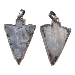 Solar Agate Druzy arrowhead pendant, antique red, approx 20-40mm