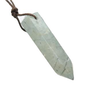 green Prehnite bullet pendant, approx 13-55mm