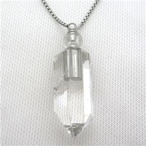 Clear Quartz perfume bottle Necklace, approx 16-60mm