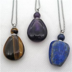 mixed Gemstone perfume bottle Necklace, approx 25-50mm