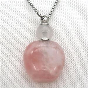 Rose Quartz perfume bottle Necklace, approx 28-40mm