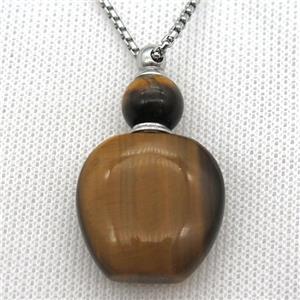 yellow Tiger eye stone perfume bottle Necklace, approx 28-40mm