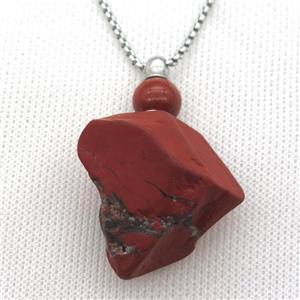 Red Jasper nugget perfume bottle Necklace, approx 25-40mm