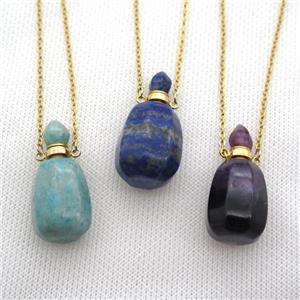 mixed Gemstone perfume bottle Necklace, approx 30-40mm