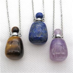 mixed Gemstone perfume bottle Necklace, approx 30-40mm