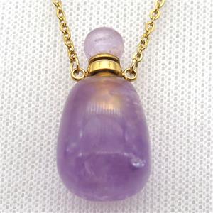 purple Amethyst perfume bottle Necklace, approx 30-40mm