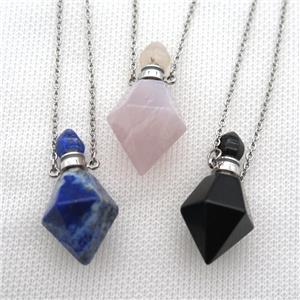 mixed Gemstone perfume bottle Necklace, approx 20-35mm