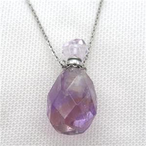 purple Amethyst perfume bottle Necklace, approx 20-40mm