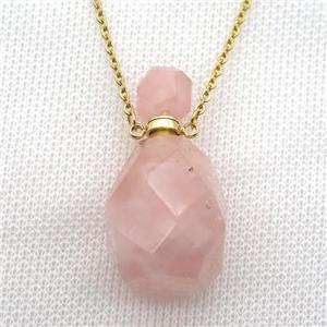 Rose Quartz perfume bottle Necklace, approx 20-40mm