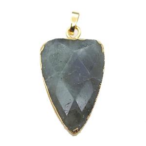 labradorite arrowhead pendant, gold plated, approx 20x30mm